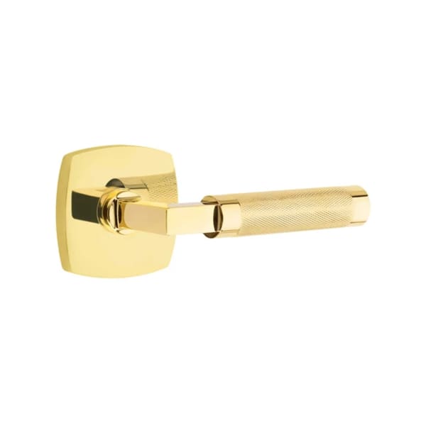 Emtek L-Square Knurled Door Lever with Urban Modern Rosette