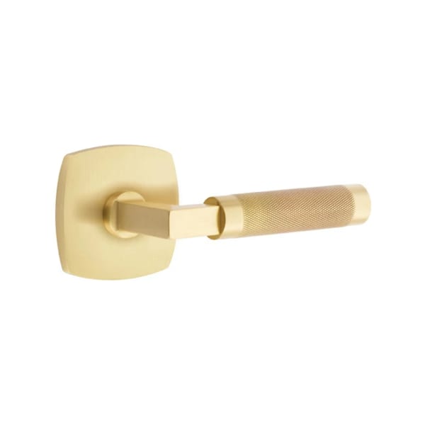Emtek L-Square Knurled Door Lever with Urban Modern Rosette