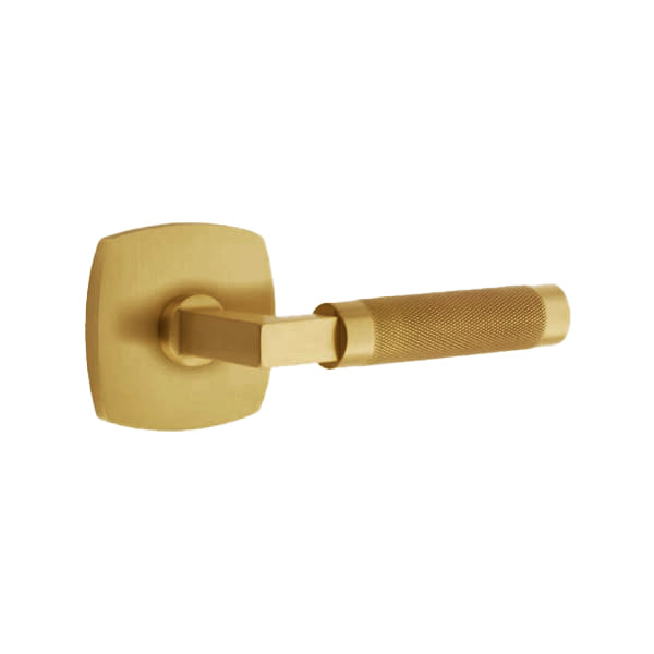 Emtek L-Square Knurled Door Lever with Urban Modern Rosette