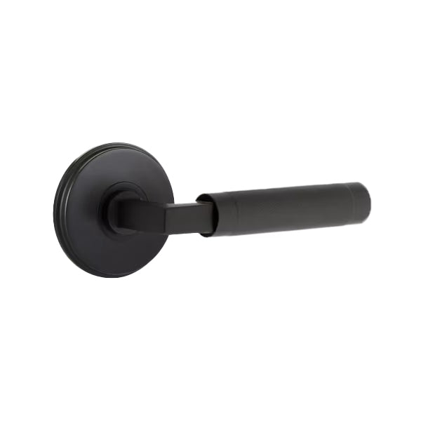 Emtek L-Square Knurled Style Door Lever with Watford Rosette