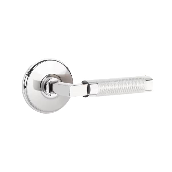Emtek L-Square Knurled Style Door Lever with Watford Rosette