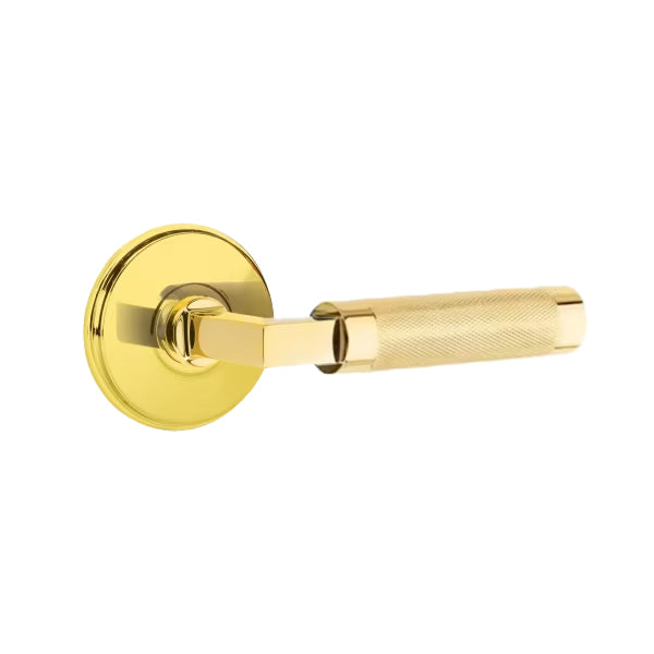 Emtek L-Square Knurled Style Door Lever with Watford Rosette