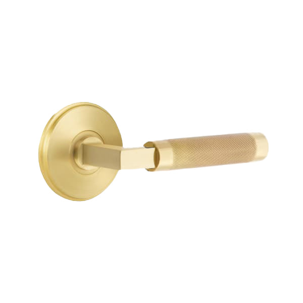 Emtek L-Square Knurled Style Door Lever with Watford Rosette