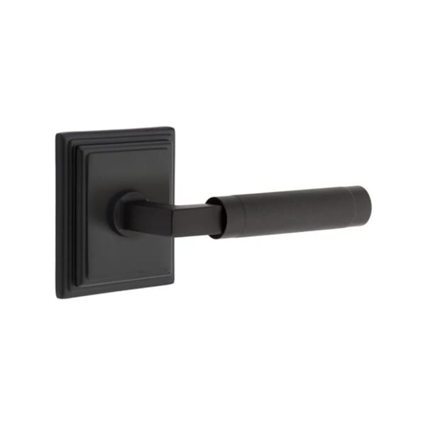 Emtek L-Square Knurled Style Door Lever with Wilshire Rosette