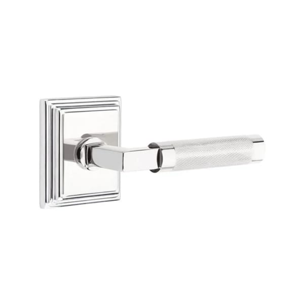 Emtek L-Square Knurled Style Door Lever with Wilshire Rosette