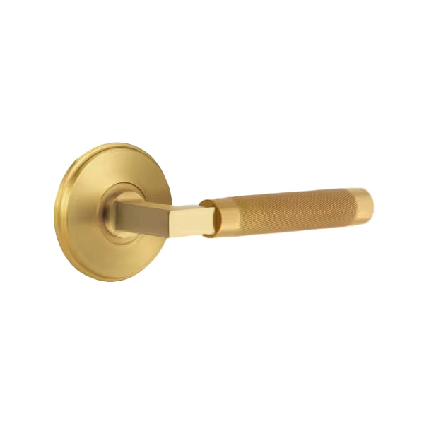 Emtek L-Square Knurled Style Door Lever with Watford Rosette