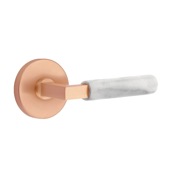 Emtek L-Square White Marble Door Lever with Disk Rosette