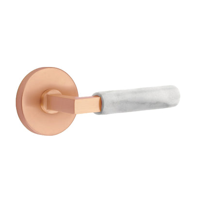 Emtek L-Square White Marble Door Lever with Disk Rosette
