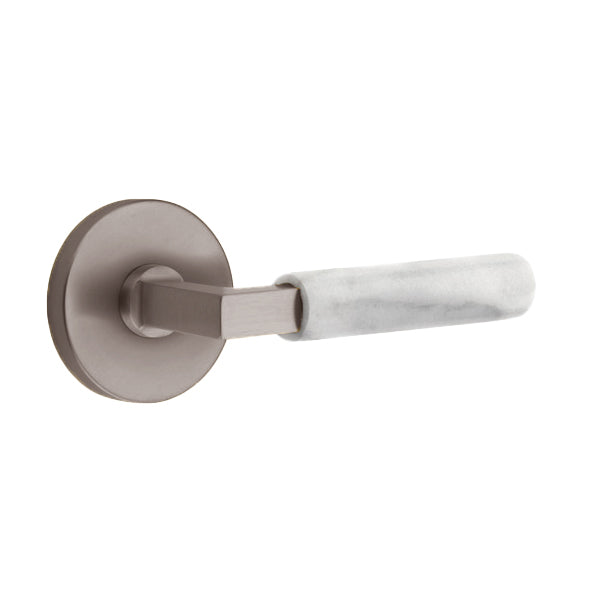 Emtek L-Square White Marble Door Lever with Disk Rosette