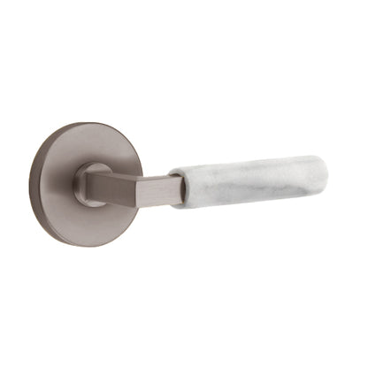 Emtek L-Square White Marble Door Lever with Disk Rosette
