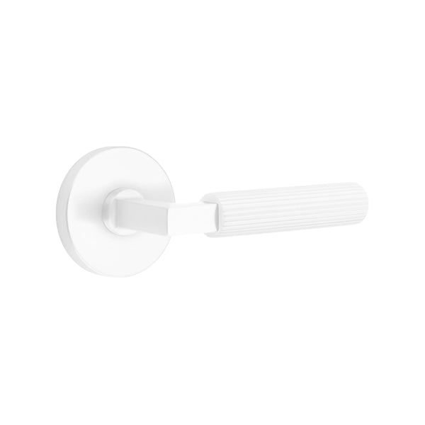 Emtek L-Square Straight Knurled Door Lever with Disk Rosette