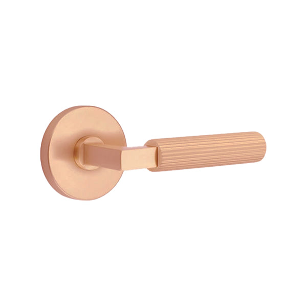 Emtek L-Square Straight Knurled Door Lever with Disk Rosette
