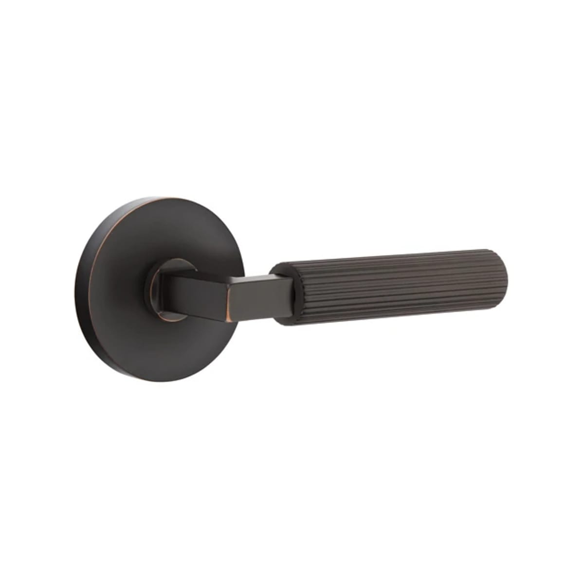 Emtek L-Square Straight Knurled Door Lever with Disk Rosette