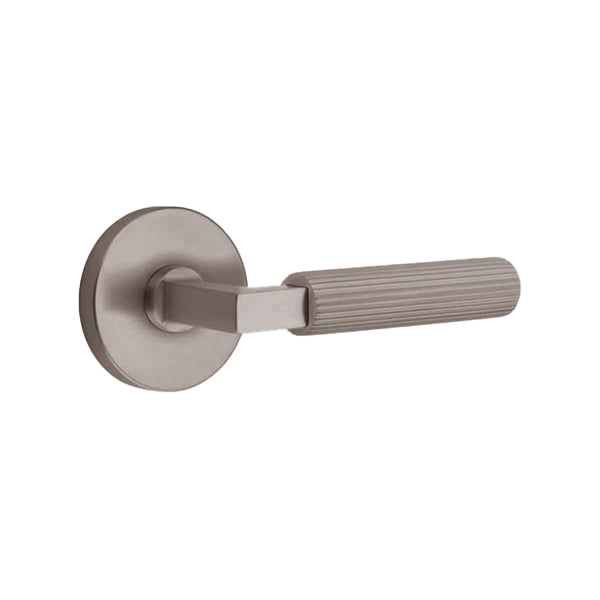 Emtek L-Square Straight Knurled Door Lever with Disk Rosette