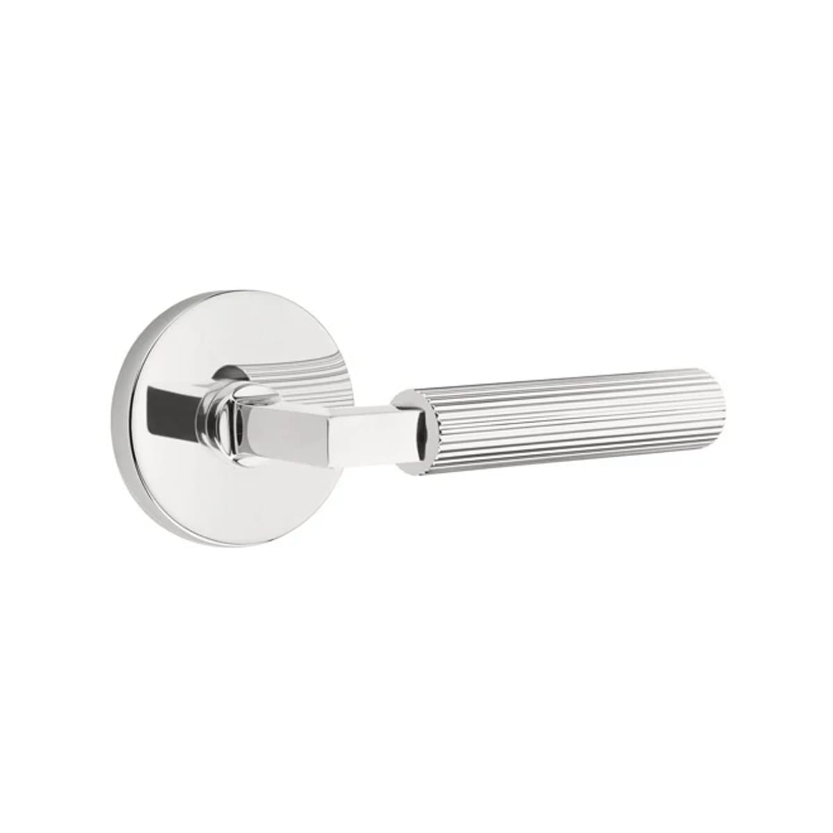 Emtek L-Square Straight Knurled Door Lever with Disk Rosette