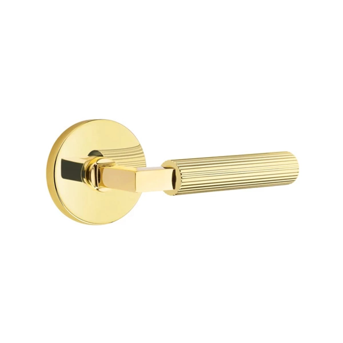 Emtek L-Square Straight Knurled Door Lever with Disk Rosette