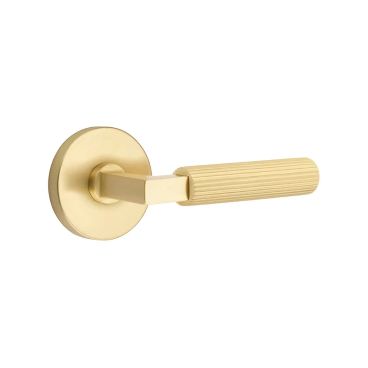 Emtek L-Square Straight Knurled Door Lever with Disk Rosette