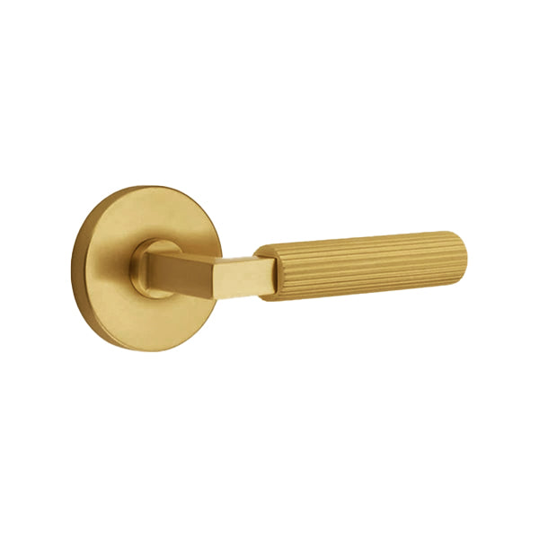 Emtek L-Square Straight Knurled Door Lever with Disk Rosette