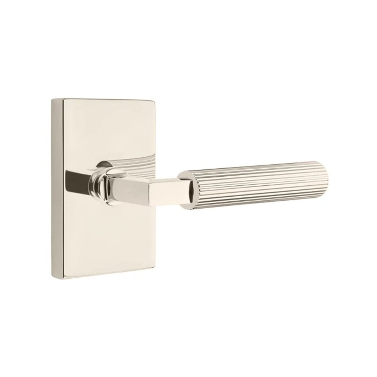 Emtek L-Square Straight Knurled Door Lever with Modern Rectangular Rosette