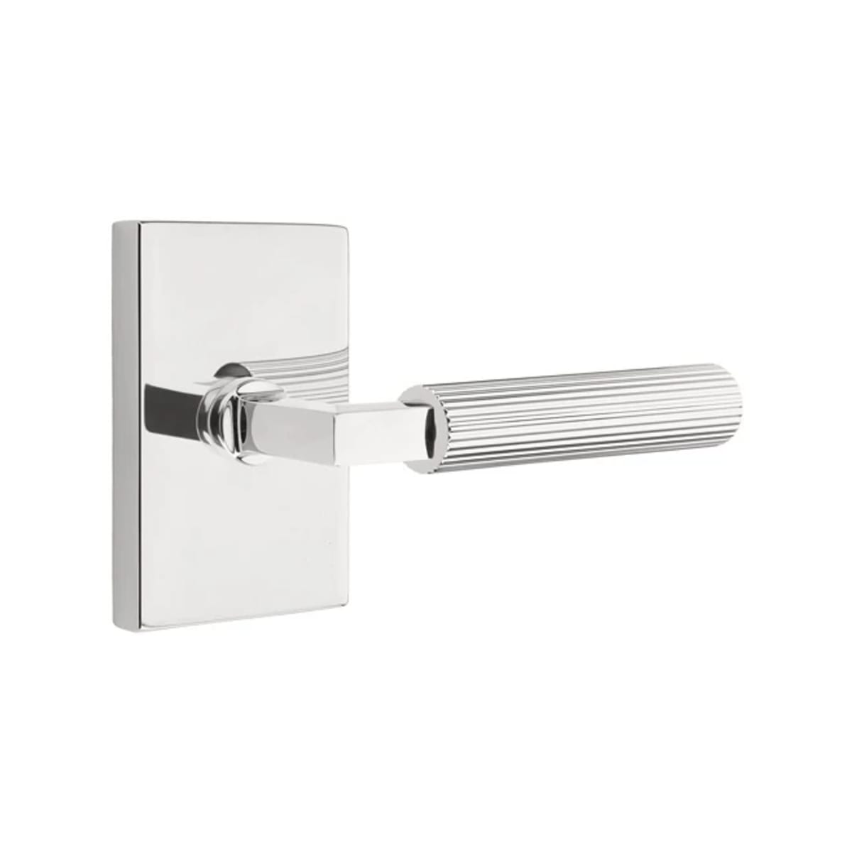 Emtek L-Square Straight Knurled Door Lever with Modern Rectangular Rosette
