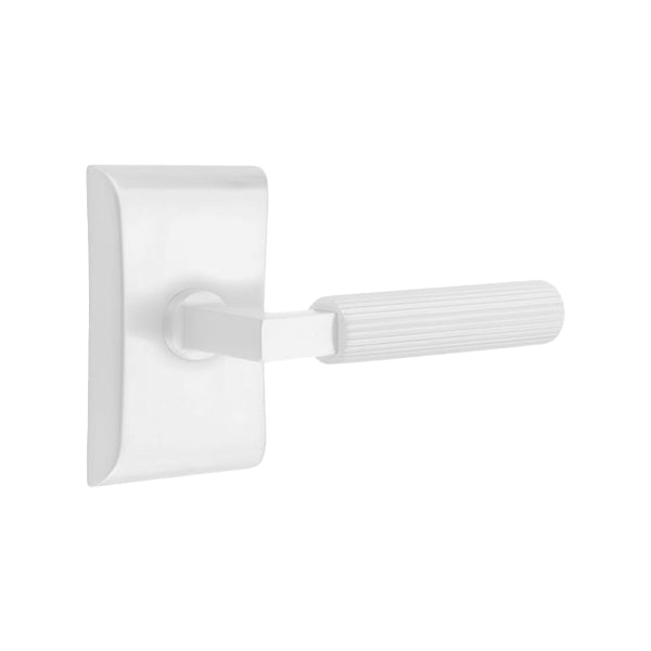 Emtek L-Square Straight Knurled Door Lever with Neos Rosette