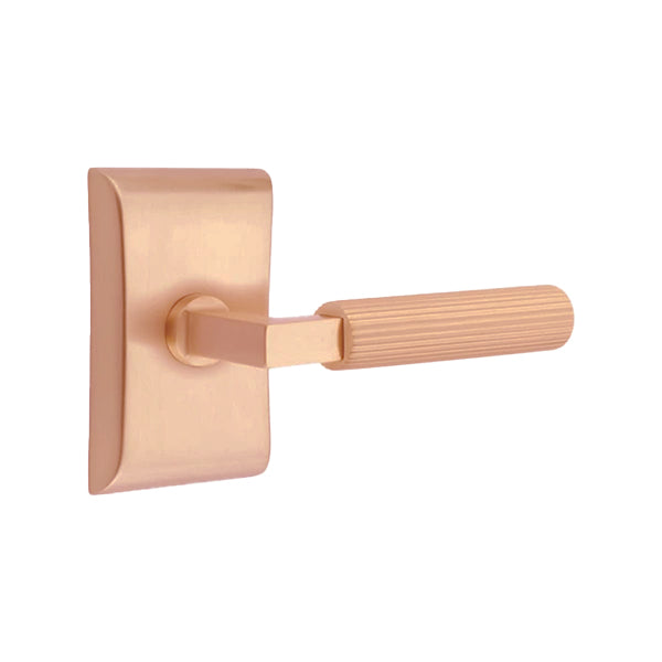 Emtek L-Square Straight Knurled Door Lever with Neos Rosette