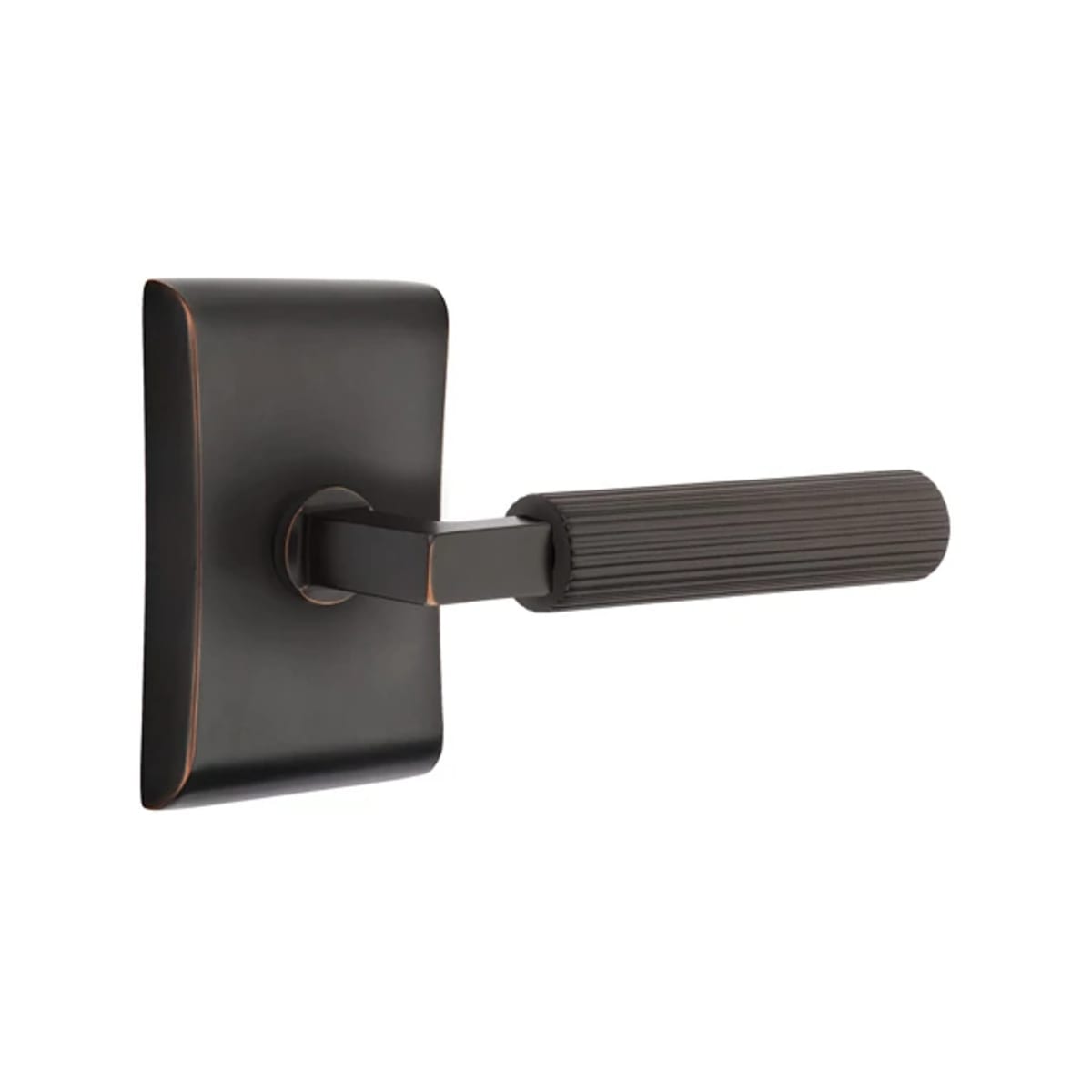 Emtek L-Square Straight Knurled Door Lever with Neos Rosette
