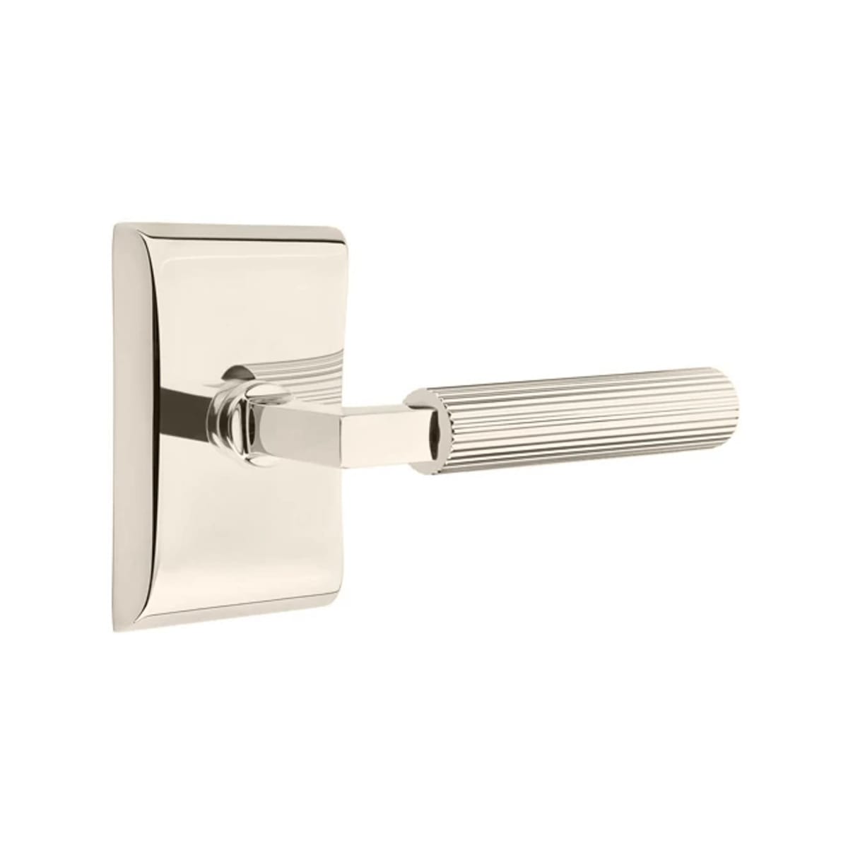 Emtek L-Square Straight Knurled Door Lever with Neos Rosette