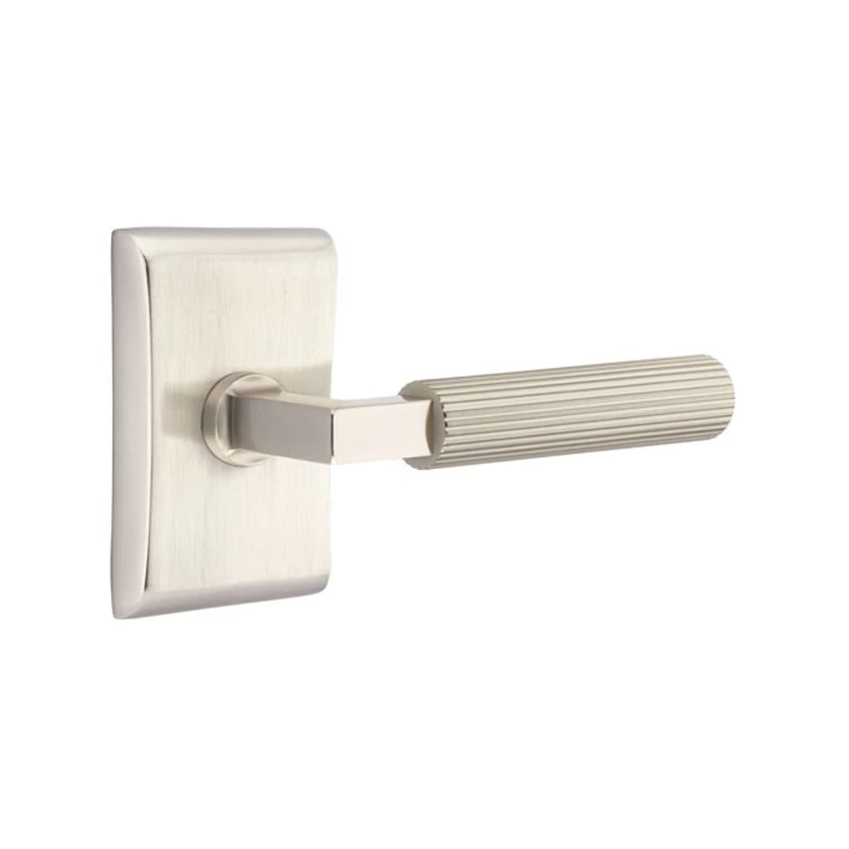 Emtek L-Square Straight Knurled Door Lever with Neos Rosette