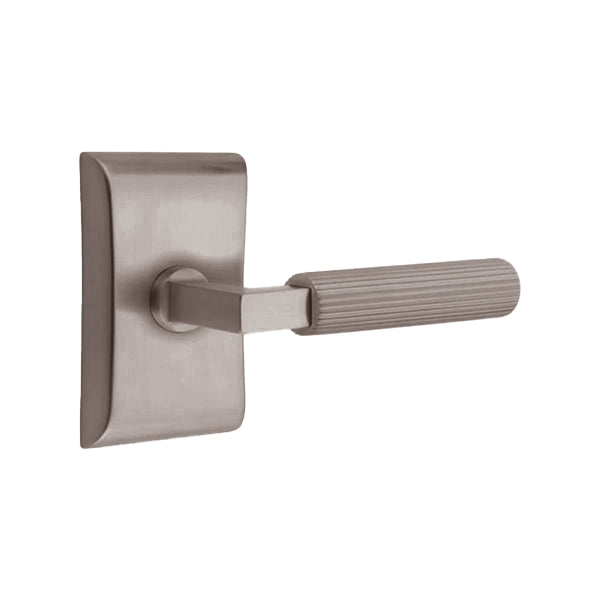 Emtek L-Square Straight Knurled Door Lever with Neos Rosette