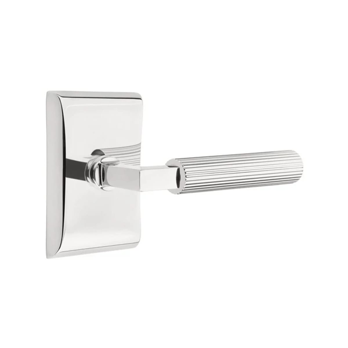 Emtek L-Square Straight Knurled Door Lever with Neos Rosette