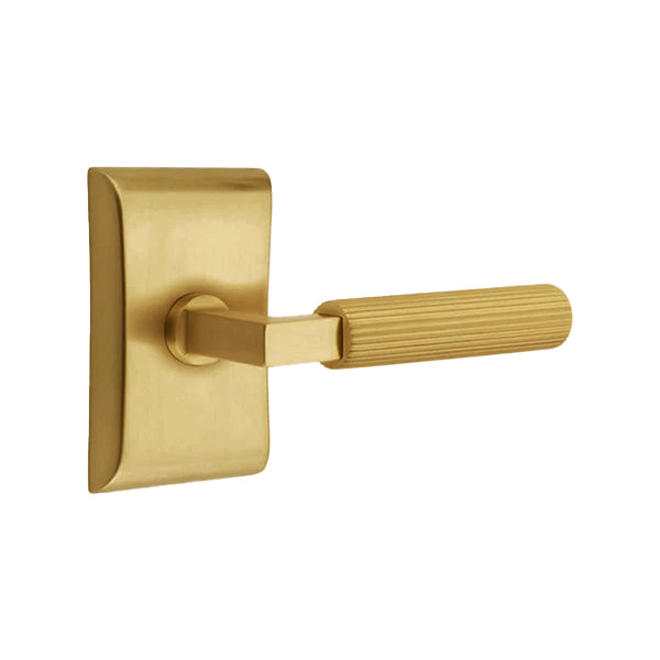 Emtek L-Square Straight Knurled Door Lever with Neos Rosette