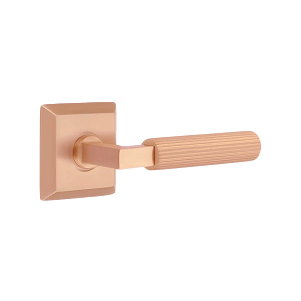 Emtek L-Square Straight Knurled Door Lever with Quincy Rosette