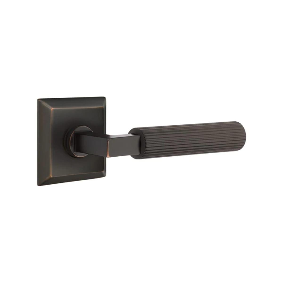 Emtek L-Square Straight Knurled Door Lever with Quincy Rosette