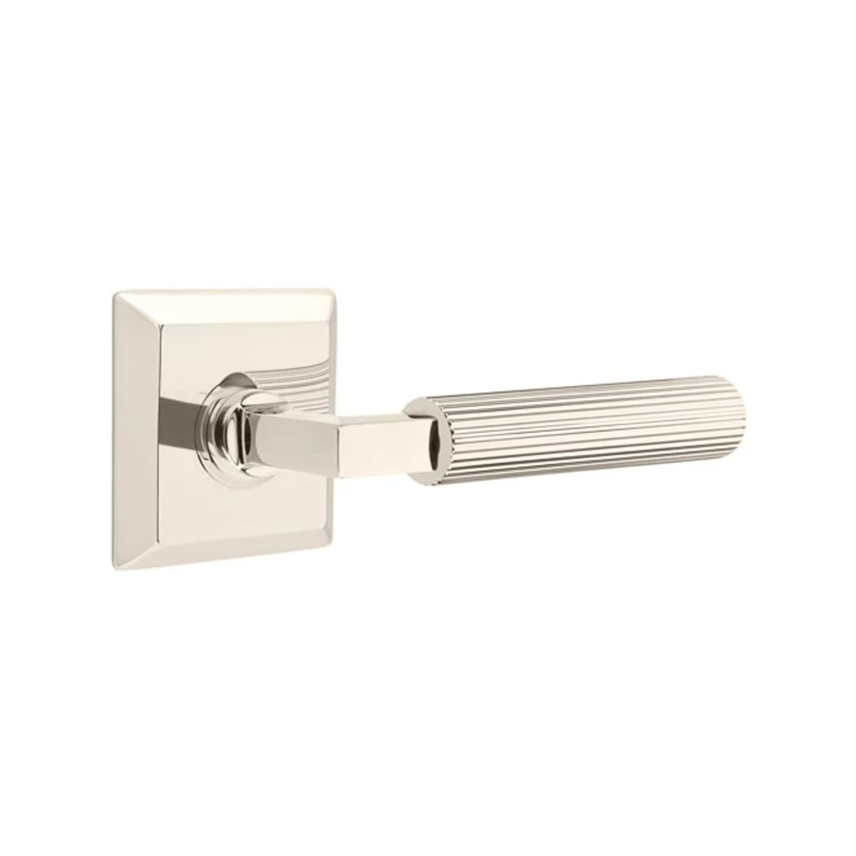 Emtek L-Square Straight Knurled Door Lever with Quincy Rosette