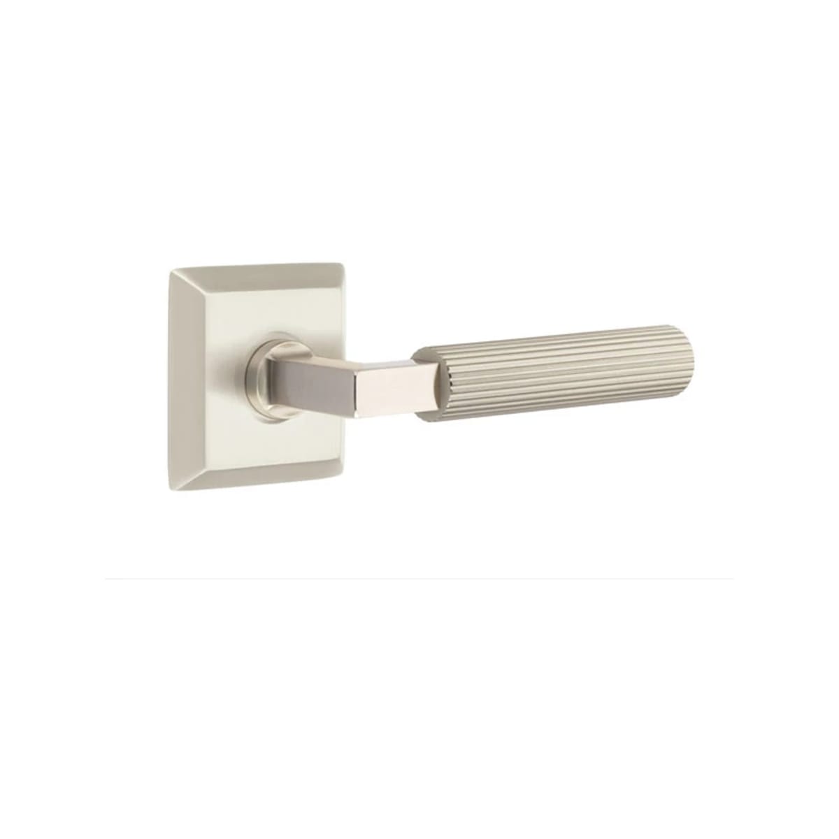Emtek L-Square Straight Knurled Door Lever with Quincy Rosette