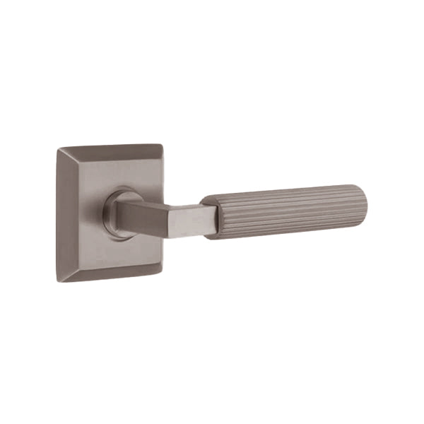 Emtek L-Square Straight Knurled Door Lever with Quincy Rosette