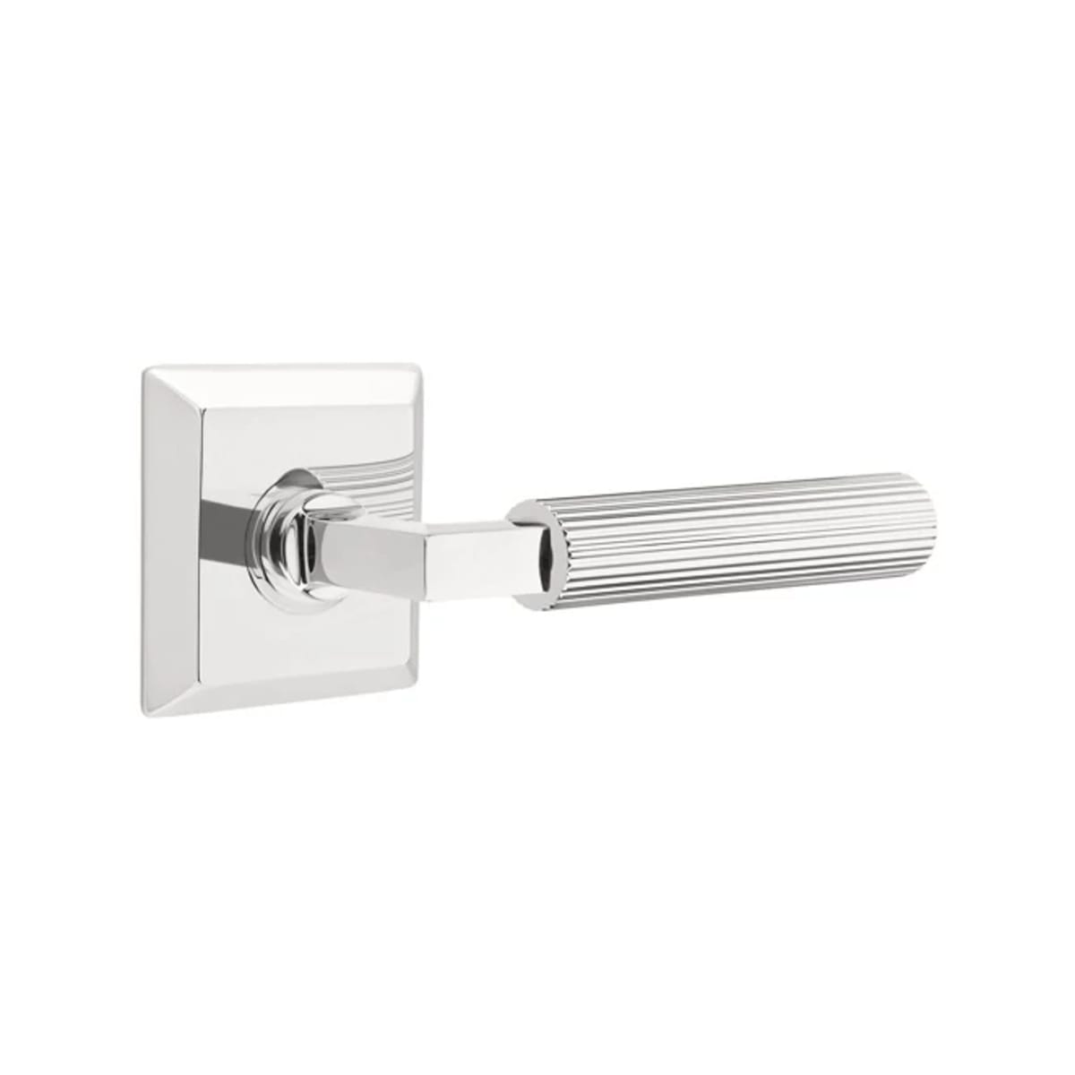 Emtek L-Square Straight Knurled Door Lever with Quincy Rosette