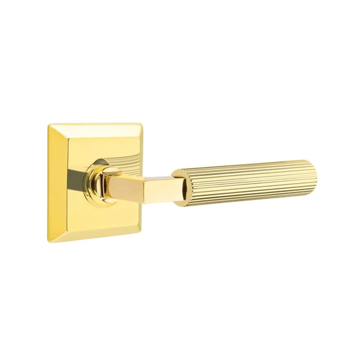 Emtek L-Square Straight Knurled Door Lever with Quincy Rosette