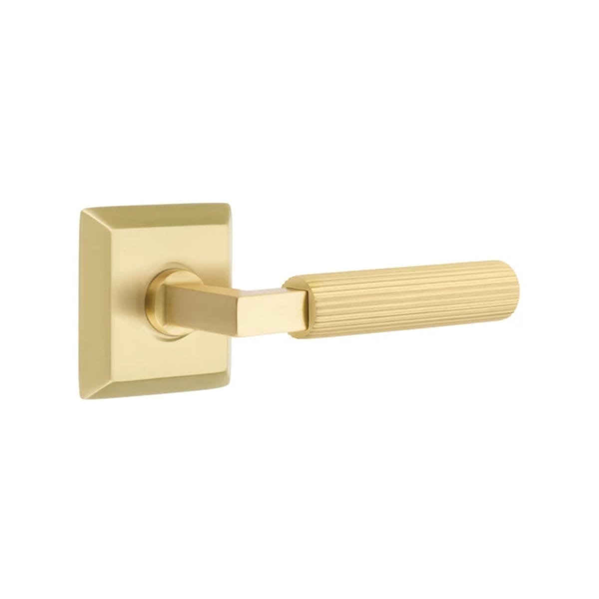 Emtek L-Square Straight Knurled Door Lever with Quincy Rosette
