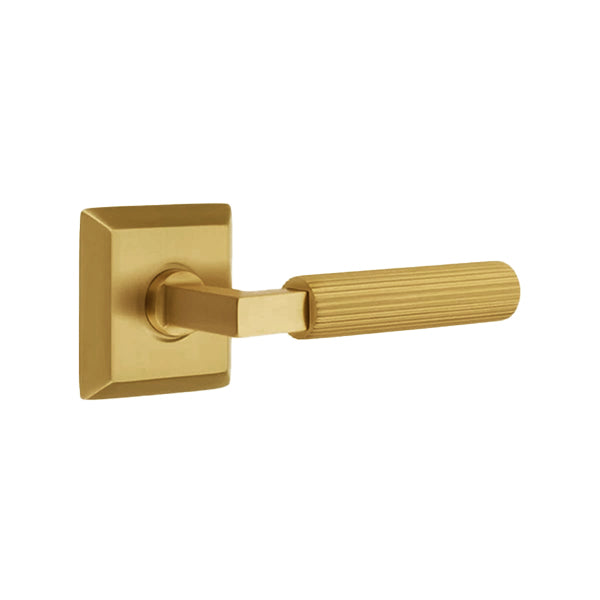 Emtek L-Square Straight Knurled Door Lever with Quincy Rosette