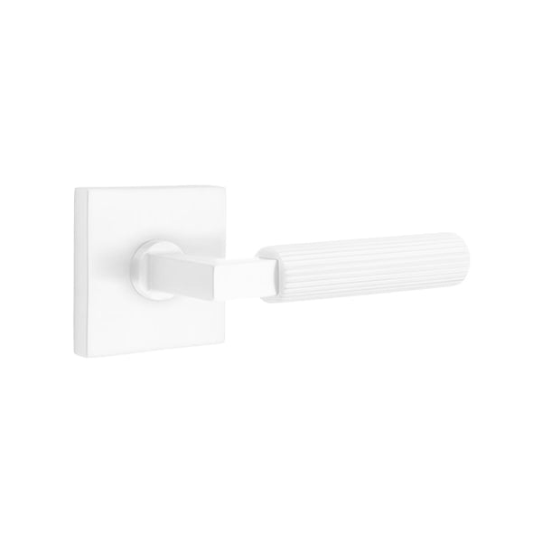 Emtek L-Square Straight Knurled Door Lever with Square Rosette