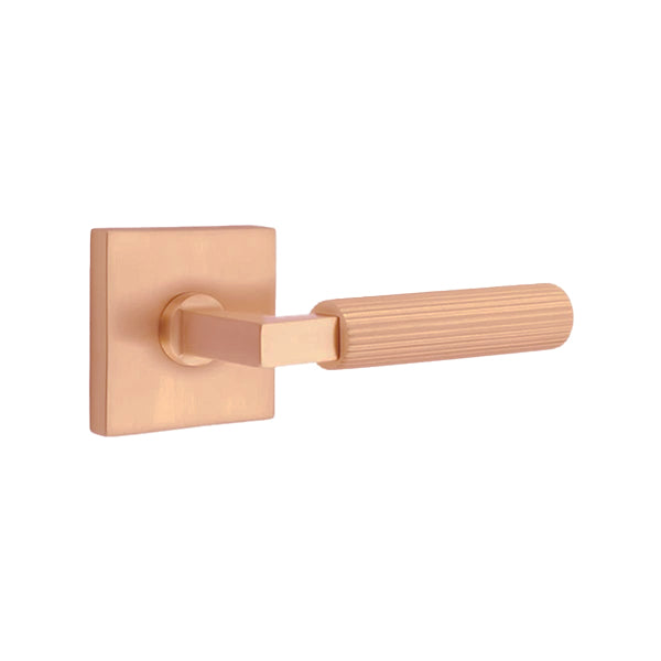 Emtek L-Square Straight Knurled Door Lever with Square Rosette