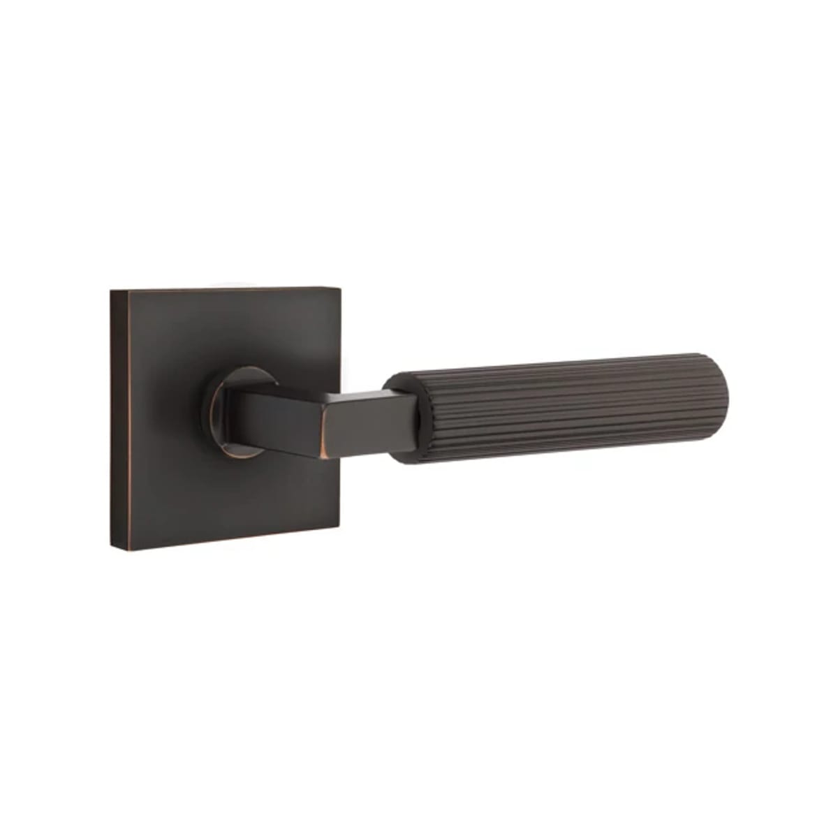 Emtek L-Square Straight Knurled Door Lever with Square Rosette