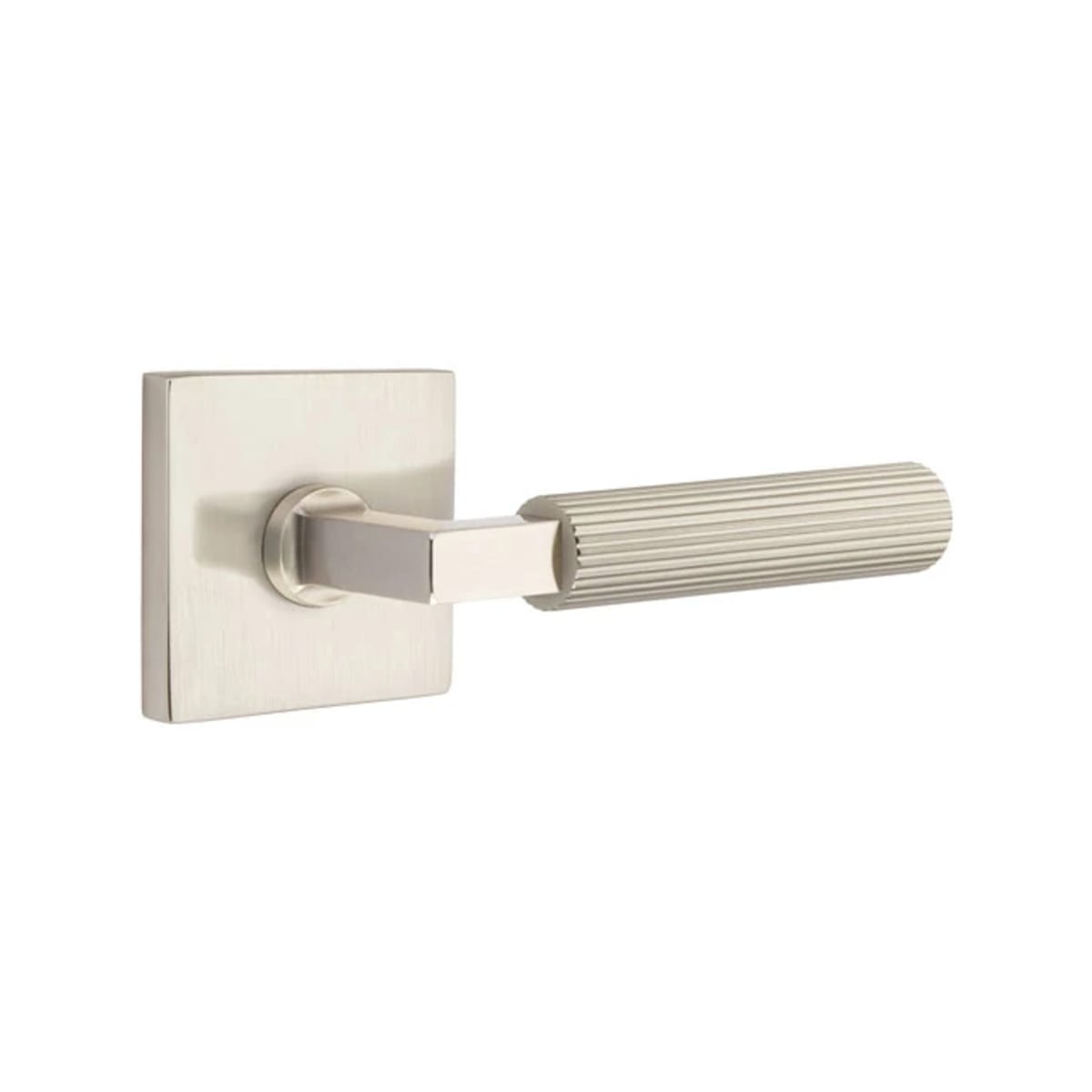 Emtek L-Square Straight Knurled Door Lever with Square Rosette