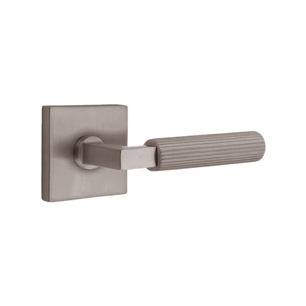 Emtek L-Square Straight Knurled Door Lever with Square Rosette