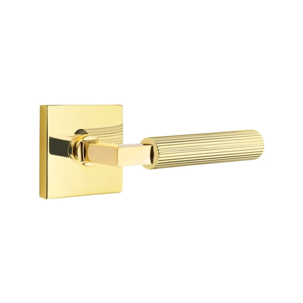 Emtek L-Square Straight Knurled Door Lever with Square Rosette