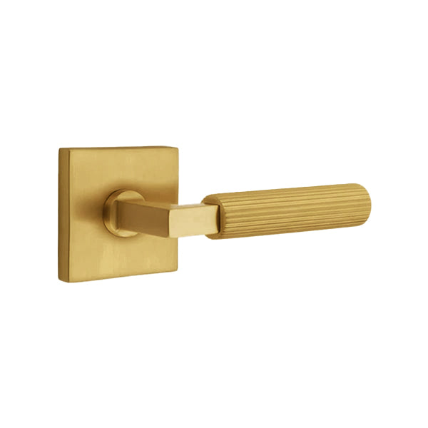 Emtek L-Square Straight Knurled Door Lever with Square Rosette