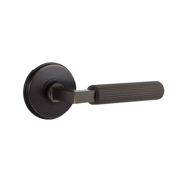 Emtek L-Square Straight Knurled Door Lever with Watford Rosette