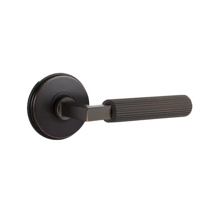 Emtek L-Square Straight Knurled Door Lever with Watford Rosette